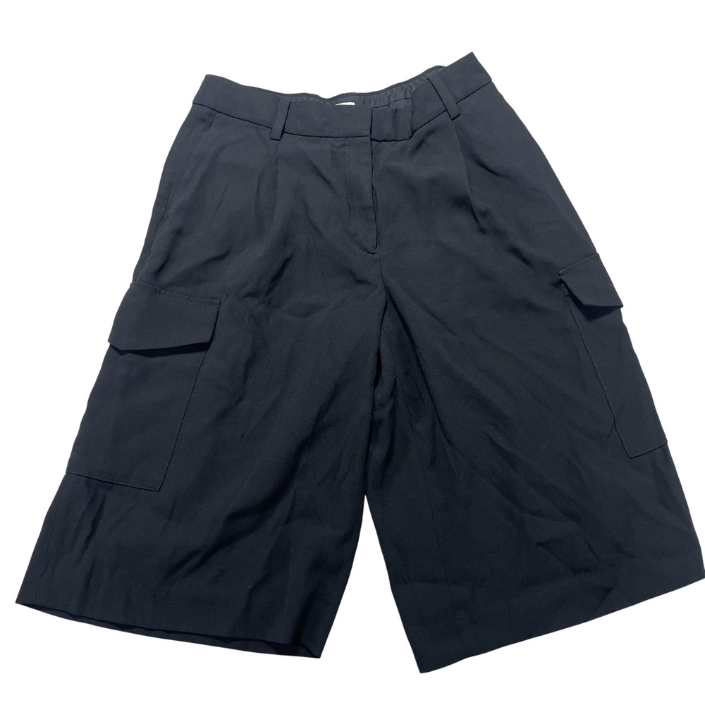 Babaton Shorts Womens 6 Black Pleated Cargo Relaxed Fit Zip Pockets Bermuda